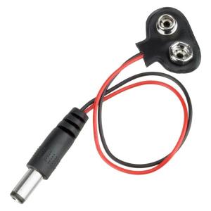9V Battery Clip Snap Connector with Male Barrel Jack